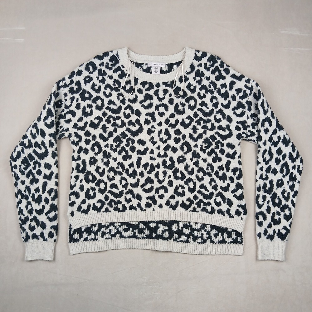 Sincerely Jules Medium‎ Womens Sweater Cheetah Leopard Print Stretch